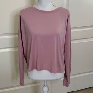 Forever 21 pink mauve, size large twisted open back, crop top, long sleeve